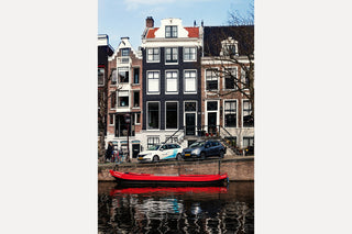 Acrylic Print with Slimline Case [Red Boat Canal]