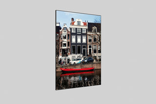 Acrylic Print with Slimline Case [Red Boat Canal]
